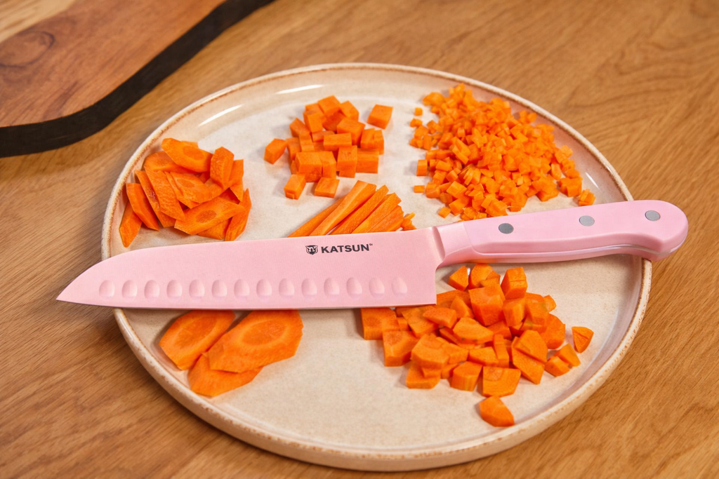 14-Piece Non-Stick Premium Kitchen Knife Set with Storage Block (Pink)