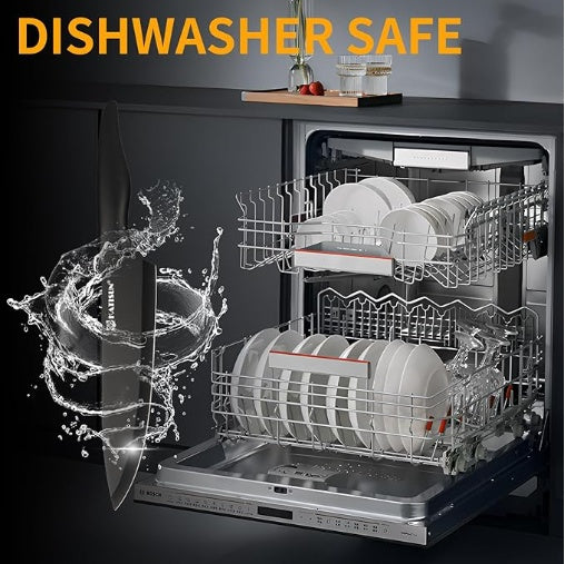 16-Piece Stainless Steel Kitchen Knife Set with Block & Cutting Board (Black)