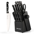 19-Piece German Steel Knife Set with Built-In Sharpener