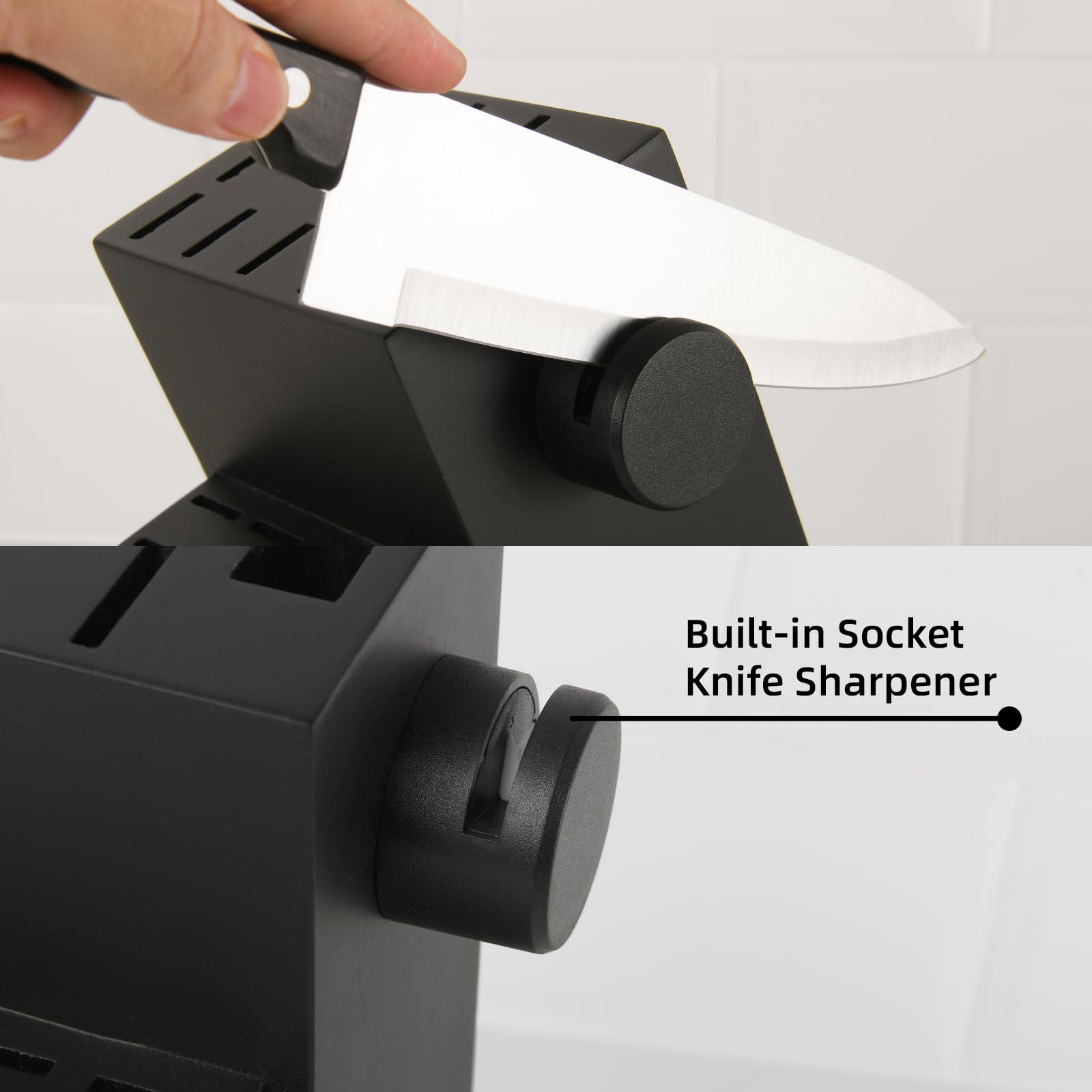 19-Piece German Steel Knife Set with Built-In Sharpener